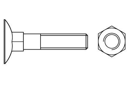 DIN 608+934 - Square neck bolts + nut